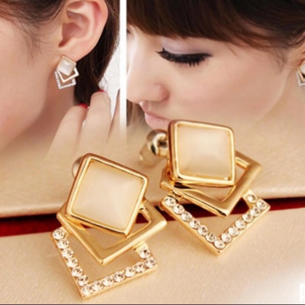 NEW! Opal Cat Eye Stud Earrings